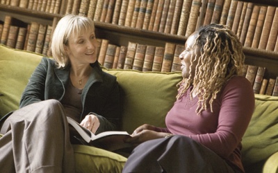 Chatting on the sofa